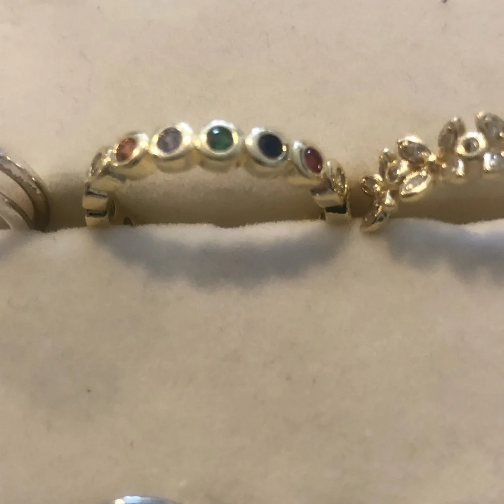 Gold-tone Multi-Gemstone Band Ring